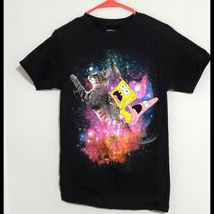 NICKELODEON SpongeBob Squarepants Patrick cat galactic space graphic tee Small